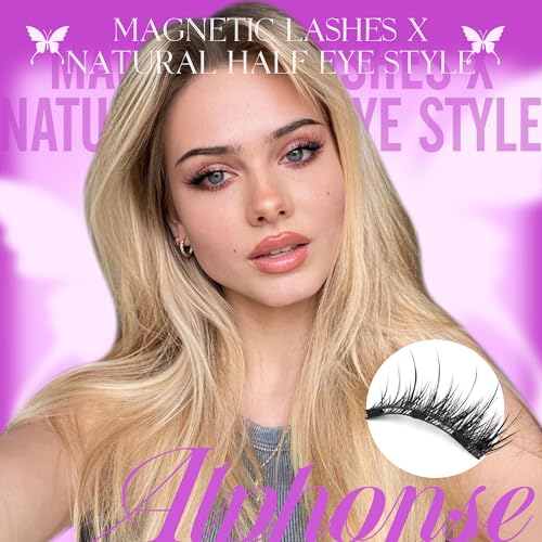 Half Lashes Magnetic Eyelashes With Applicator Cat Eye Magnetic Lashes with Clamp Wispy False Eyelashes Natural Look No Glue Needed pestañas postizas magneticas by ALPHONSE