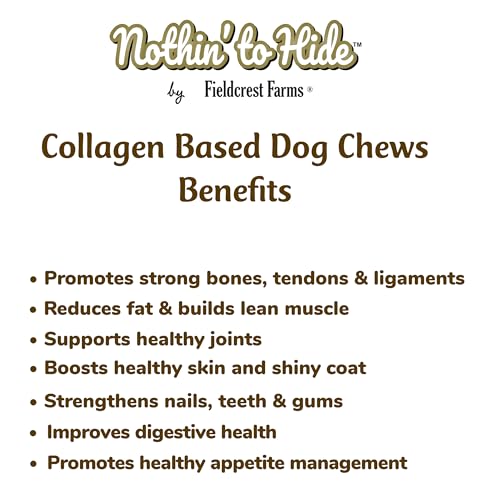 Fieldcrest Farms Nothin' to Hide Twist Stix, Beef Flavor, Easily Digestible, Supports Skin, Coat, Joints & Muscles, for Moderate Chewers Under 15lbs, 50 Pieces