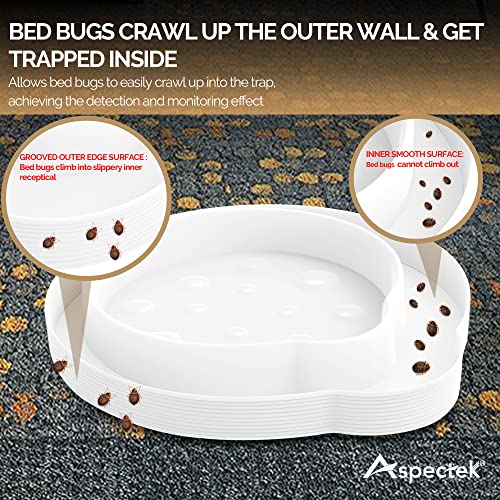 ASPECTEK Bed Bug Trap, Bed Bug Interceptor, Bed Bug Traps (Pack of 4). Flea Traps, Safe Eco Friendly, Bed Bug Eliminator (White)
