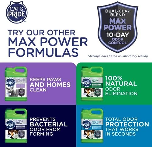 Cat's Pride Max Power: UltraClean Low Tracking Multi-Cat Clumping Litter - Keeps Paws & Home Clean - Up to 10 Days of Powerful Odor Control - 99% Dust Free - Unscented, 15 Pounds