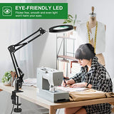 Magnifying Glass with Light and Stand, EOOKU Flexible Magnetic Helping Hand, 5X&10X 12V 108pcs LED Beads Magnifying Lamp, 3 Modes Adjustable Swivel Gooseneck Arms & Heavy Duty Base Plate