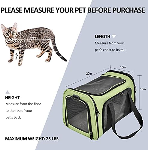 Large Cat Carriers Dog Carrier Pet Carrier for Large Cats Dogs Puppies up to 25Lbs, Big Dog Carrier Soft Sided, Collapsible Travel Puppy Carrier - Large - Green