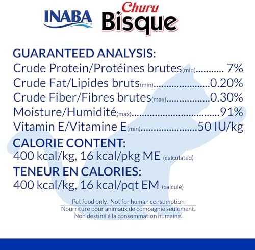 INABA Churu Bisque for Cats, Creamy Lickable Purée Side Dish with Vitamin E, 1.4 Ounces per Pouch, 12 Pouches, Chicken Recipe