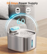 oneisall Wireless Cat Water Fountain, 3.5L/118oz Battery Operated Pet Fountain Stainless Steel, Automatic Cat Drinking Fountain Cordless & Rechargeable with Motion Sensor and Low Noise Running