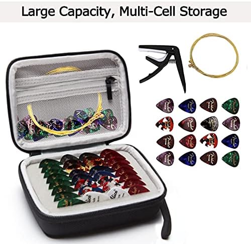 Guitar Pick Holder Case Compatible for Fender, ChromaCast, D'Addario, JIM DUNLOP, Bolopick, UNLP MUSICAL INSTRUMENT Guitar Accessories, All Size Picks Storage Pouch Box-Bag Black