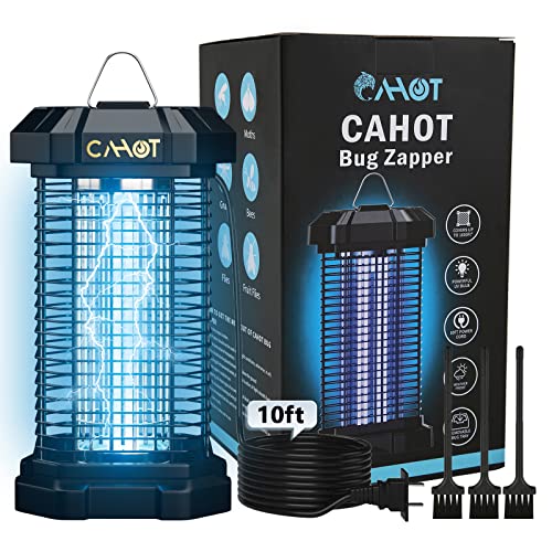 Cahot Bug Zapper, Indoor & Outdoor 4200V Mosquito Zapper, Weatherproof Fly Killer with 10ft Extra Long Cable & Metal Cage, Pest Control Device for Home, Kitchen, Backyard, and More