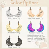 Anavia Starry Sky Theme Pet ID Tags in Half Moon & Star Shape, Personalized Dog Name Tag Cat Tag, Glossy Stainless Steel Gold Plated Black Rainbow Dog Collar Tag (Large, Moon Shape, Rainbow)