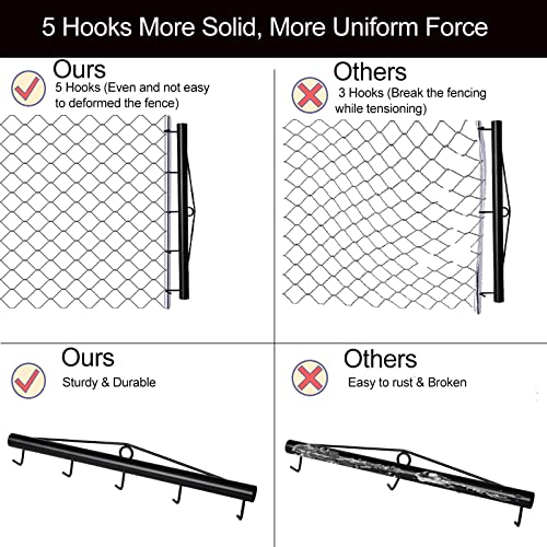 HoLarXuQ Chain Link Fabric Fence Stretcher,5-Thicken Hook Bar,31.5 Inch Woven Wire Stretcher,Fence Stretcher Tool,Steel,Black