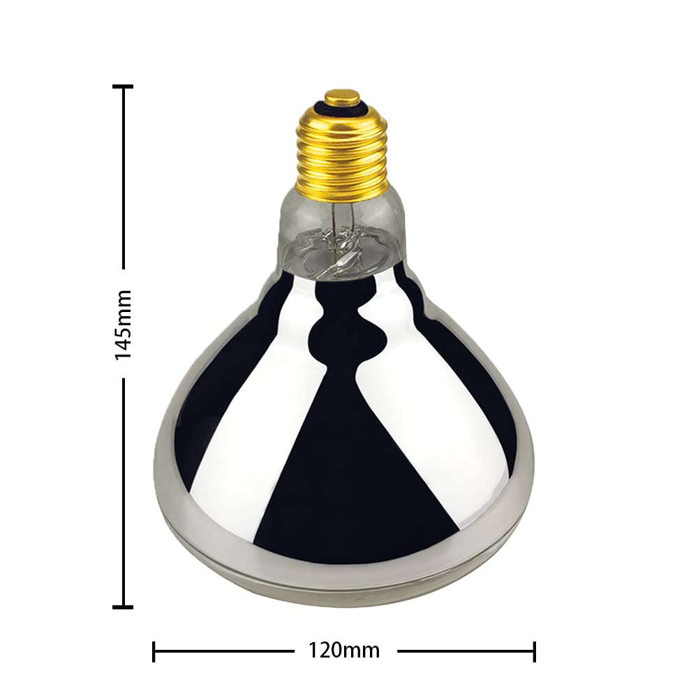 BONGBADA 2 Pack Heat Lamp Clear Infrared Bulbs PAR38/250 Watts Glass Lamp Bulb for Food Service, Brooder Bulb, Chicks, Pet, Bathroom, Light Therapy Use E26 Base, Flood Light Heat Lamp Bulb