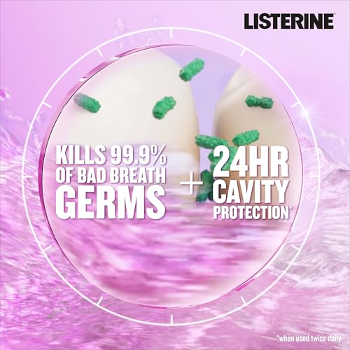 Listerine Total Care Alcohol-Free Anticavity Fluoride Mouthwash, 6 Benefit Oral Rinse to Help Kill 99% of Germs That Cause Bad Breath, Strengthen Enamel, Fresh Mint, Travel Size, 95 mL (Pack of 12)