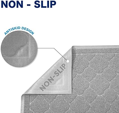 WePet Cat Litter Box Mat, Kitty Premium PVC Pad, Durable Trapping Rug, Phthalate Free, Urine-Resistant, Scatter Control, L 35 x 23 Inch, Cadet Grey