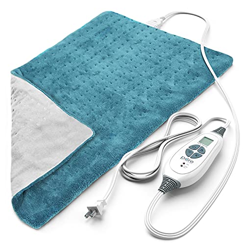 Pure Enrichment® PureRelief™ XL Heating Pad - 12" x 24" Electric Heating Pad for Back Pain & Cramps, 6 InstaHeat™ Settings, Machine Wash, Soft Microplush, Auto Shut-Off & Moist Heat (Blue)