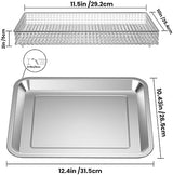 Stainless Steel Baking Tray Pan and Air Fryer Basket Compatible with Cuisinart Airfryer TOA-060 and TOA-065 for Cuisinart air fryer replacement parts