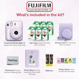 Fujifilm Instax Mini 12 Instant Camera Bundle with Fujifilm Instax Mini Instant Film Value Pack (60 Sheets) with Accessories Including Protective Case, Strap, Photo Album (Lilac Purple)