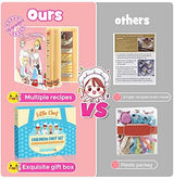 Toyze Birthday Gifts for 3-8 Year Old Girls Cute Stuff Apron for Girls Kids Cooking Sets Toddler Toys Kids Chef Hat and Apron Easter Christmas Stocking Stuffers White-with Cookbook
