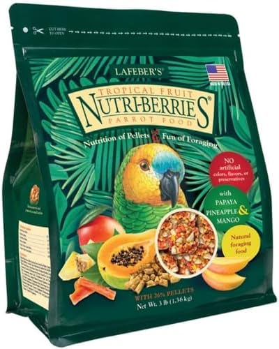LAFEBER'S Tropical Fruit Nutri-Berries Pet Bird Food, Made with Non-GMO and Human-Grade Ingredients, for Parrots, 3 lb