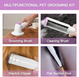 Dog Hair Vacuum & Grooming Kit 2.5L Large Capacity, Pet Grooming Vacuum with Clipper, Ideal for Shedding Dogs & Cats at Home Cleaning Tools - Purple/Pink