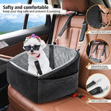 Dog Car Seat for Small Dogs,Detachable Washable Dog Booster Seat Under 30lbs, Pet Car Seat Travel Bed with Storage Pockets and Dog Safety Belt (Black/Grey)