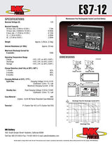 MK Battery ES7-12 Maintenance-Free Rechargeable Sealed Lead-Acid Battery