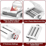 Pasta Maker 3-in-1 Attachment for KitchenAid Stand Mixers, Including Fettuccine and Spaghetti Cutter, Pasta Sheet Roller, Pasta Maker Accessories and Cleaning Brush