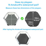 Amakunft Waterproof Hexagon Playpen Mat Washable Pee Pad Fit with Small Animal Playpen (42.5in x 41in) Reusable Pet Bedding Liner for Guinea Pig, Rabbit, Hamster, Chinchilla, Hedgehog Indoor/Outdoor