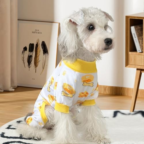 XPUDAC 4 Pack Dog Pajamas for Small Dogs, Puppy Clothes for Boy Girl Strechy Soft Pet Jumpsuit, Cat Onesie (Medium)