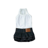 TaniWina Pet Costume Cotton Bottoming Denim Cake Skirt pet Clothes for Small Dogs (Black White Base, M)