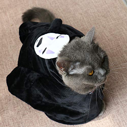 ChoChoCho Pet Costumes Spirited Away No-Face Cosplay Costume for Dogs & Cats, Plush Anime Robe for Halloween, Adjustable Velcro Design, Perfect for Small to Large Pets (S/M)