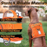 rabbitgoo Dog Harness Small Sized No Pull, Tactical Service Pet Vest with Molle and Control Handle, Adjustable and Reflective Military Harness for Easy Walking and Training, Orange, S