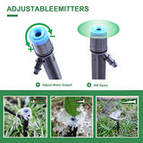 50PCS Drip Emitters Fan Shape with Stake Water Flow Adjustable for 1/4 inch Irrigation Tube Hose, 360 Degree Sprayer Perfect for Irrigation System Watering Kits for Garden Patio Lawn Flower Bed