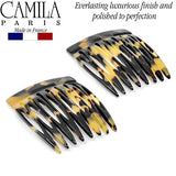 Camila Paris CP2008/2 French Hair Side Comb Handmade Small Tokyo French Twist Hair Combs Decorative, Strong Hold Hair Clips for Women Bun Chignon Up-Do Styling Girls Hair Accessories, Made in France