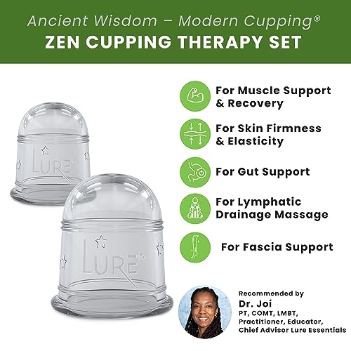 LURE Essentials Cupping Kit for Massage Therapy – Zen Cupping Set, Silicone Cupping Set, Massage Cups for Cellulite, Lymphatic Massage, Fascia (2 Cups)