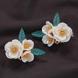 A Pair of Duckbill Clips White Pearl Flowers Hair Accessories Handmade Hair Clips for Women
