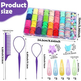 Hair Accessories for Girls - 360 Pieces Toddler Elastic Hair Ties, Hair Clips, and Hair Tail Tools in 31 Colors
