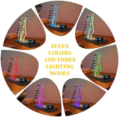 Light Up Guitar Pick Holder, Wooden Guitar Pick Holder for Picks Storage and Display, Music Gift for Men Guitar Music Lovers Players Guitarist, Guitar Accessories