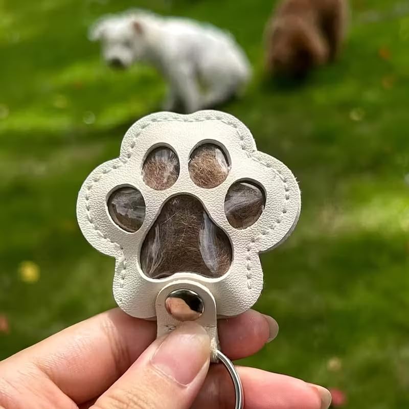 Vdeaszo Paw Keys, Pawkeys, Handcrafted Leather Keepsake, Pet Hair Keychain for Dog Cat, The Paw Print Keepsake That Keeps Them Close (Set-D(4pcs))