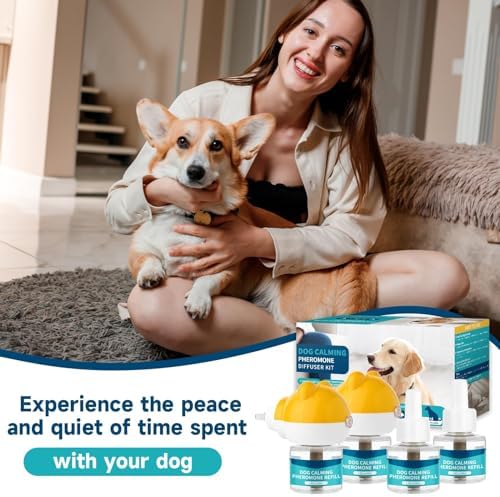 6-in-1 Calming Plug-in for Dogs with 2 Diffuser + 4 Refills, 120 Days Anxiety Relief Stress Appeasing Pheromone Diffuser