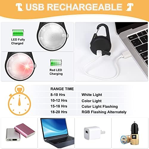 Dog Collar Light, 4 Modes Dog Lights for Night Walking, Rechargeable Pet Collar LED for Nighttime Clip on, IP68 Waterproof Pet Walking Accessories-2 Pack(Black)