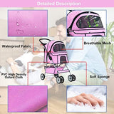 BestPet Pet Stroller Cat Dog Cage Stroller Travel Folding Carrier,Pink
