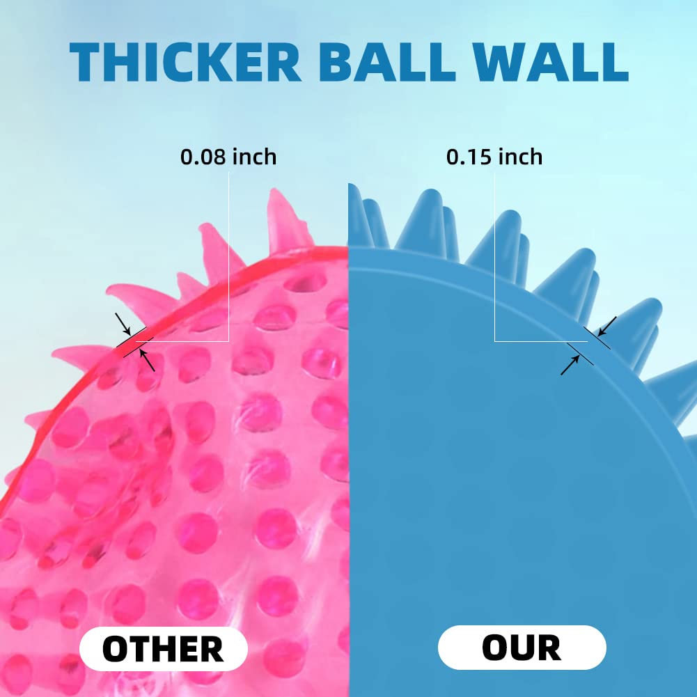 4.5” Heavy Duty Squeaky Dog Balls Toys for Medium Large Dogs 4 Pack Indestructible Dog Toys for Aggressive Chewers Spike Dog Balls for Clean Teeth and Training Dog Toys for Boredom and Stimulating