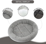 Enjoying Small Cat Bed Mat, 13.78" Round, Self Warming Cat Bed with Pillow Around, Dog Kitty Curling Sleep Cushion, Soft Cat Pad for Carrier/Crate, Rabbit Warm Bed, Antiskid Bottom, Small