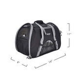 Coastal Pet Bergan Comfort Carrier - Breathable Travel Carrier for Dogs & Cats - Black & Grey, 16" x 8" x 11"