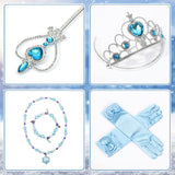 Tacobear 10Pcs Frozen Elsa Costume Dress For Girls Kids Toddler Princess Dress Up Clothes For Little Girls With Elsa Accessories Gloves Crown Wands Wig Necklace For 8-9T Kids Christmas Birthday Party