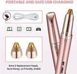 Eyebrow Trimmer for Women, Rechargeable Eyebrow Hair Remover, Painless Electric Razor with 2 x Replacement Heads, Eye Brow and Face Epilator Hair Removal (Rose Gold)
