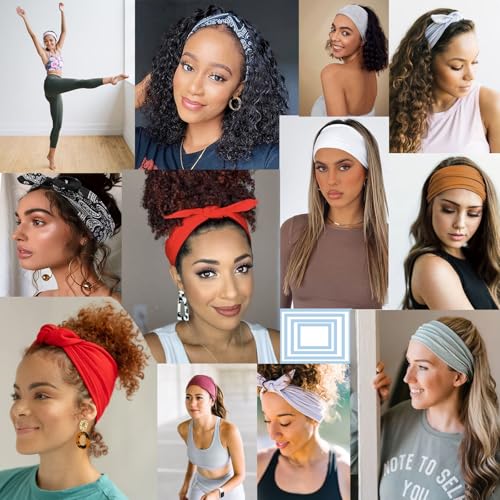 6 Pieces Adjustable Headbands for Women Elastic Knotted Boho Headbands For Women Fashion Wide Headband Hair Scarf Headband Yoga Workout Head Bands Hair Accessories Band