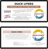 Fresh Is Best - Freeze Dried Healthy Raw Meat Treats for Dogs & Cats - Duck Livers