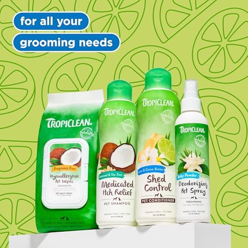 TropiClean Deshedding Dog Conditioner, Cat, Puppy & Kitten Safe, Reduces & Softens Coat, Lime & Coconut Scent, Made in the USA, 1 gallon