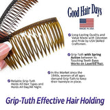 Grip-Tuth Combs - Set Of 2 Hair Side Combs - Hair Combs For All Types Of Hair - Decorative & Hair Styling Women Accessories (Shell, 1 ½ ″ Wide)