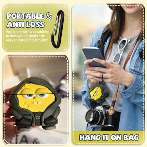 Cute Case for AirPods 4 Case Cover 2024 with Cleaner kit,3D Cartoon Character AirPods 4th Generation Case,Funny Anime Kawaii Cool Silicone Airpods 4 Accessories with Keychain for Women Girls Boys