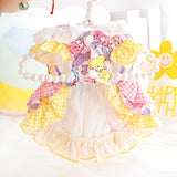 AZA Dog Princess Dresses for Small Dogs Cat Lolita Lace Bow Clothes Candy Costume Pink Bear Pet Girl Cute Coat Outfits Spring Costumes Summer (M,Pink Bear)